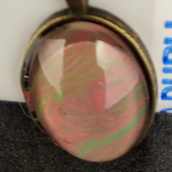 Handmade Medallion Cord Pendant Necklace, Unique  1" Oval - Picture 1 of 7